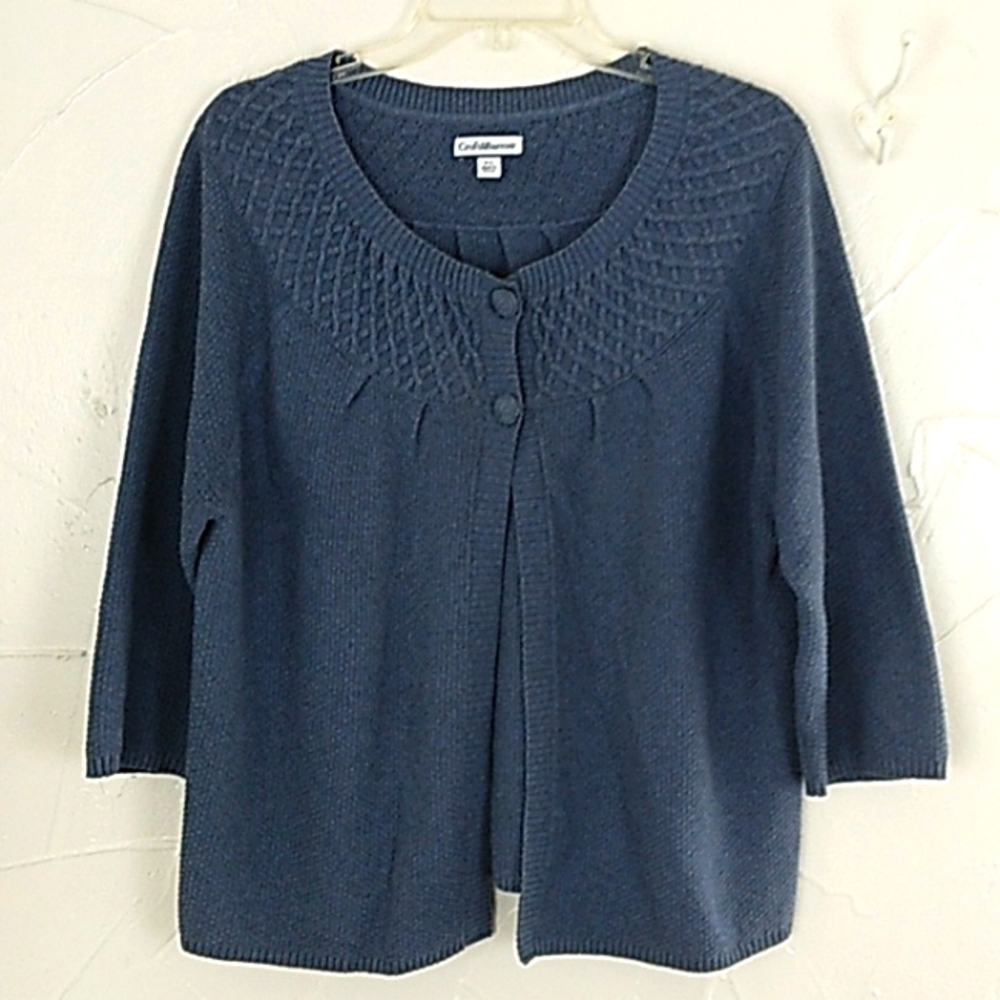 Croft & Barrow‎ Cottagcore  Block Knit Cardigan Sweater Modest Size XL